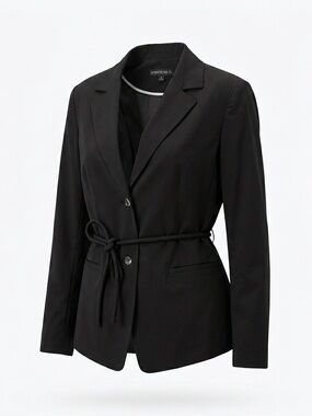 Lafayette 148 Women's Black Lightweight Blazer with Rope Belt Size 4